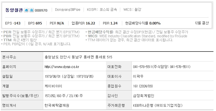 동양철관 주가 기업개요 (0318)
