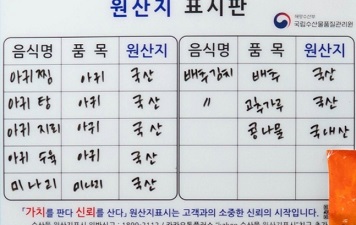 원산지표시판