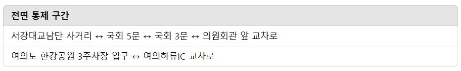 전면 통제 구간 이미지