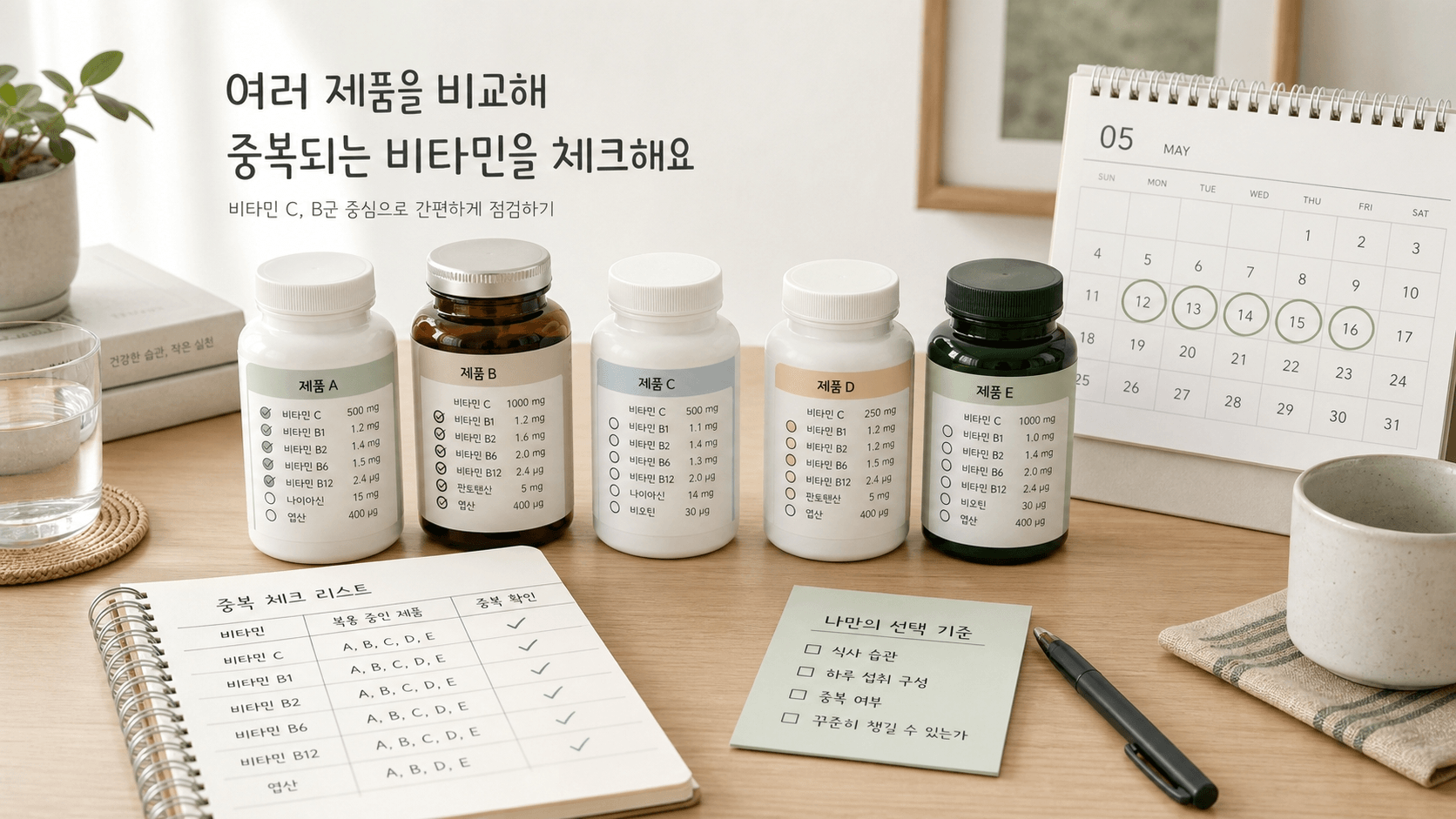 비타민C와 B군 중복 섭취 체크