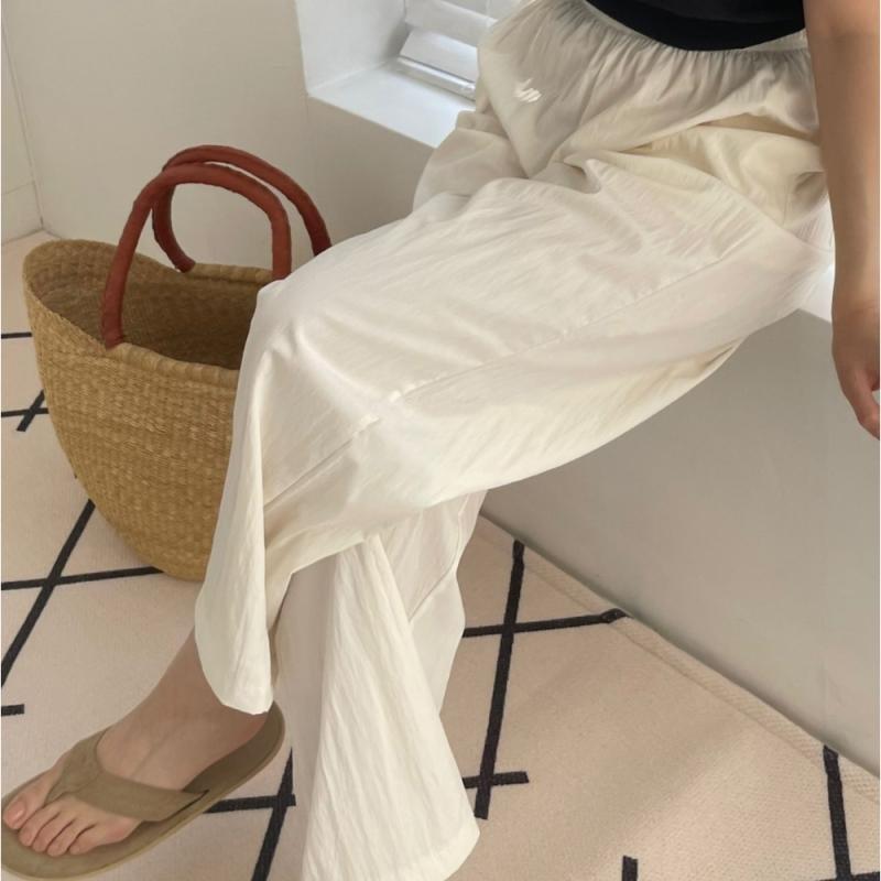 프라다원단 나일론 아노락 바스락 팬츠 바지 키작녀 하체비만 흰색 크림 핑크 차콜 캠핑