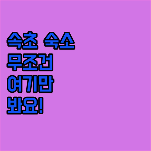 속초 여행 숙소 추천 5곳 위치 장점..