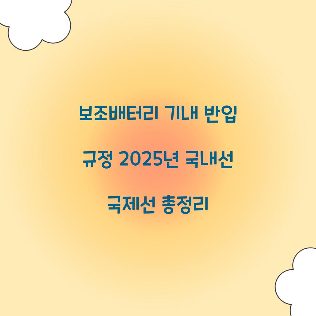 보조배터리 기내 반입 규정