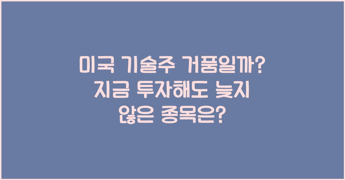 미국 기술주 거품일까? 지금 투자해도 늦지 않은 종목 분석