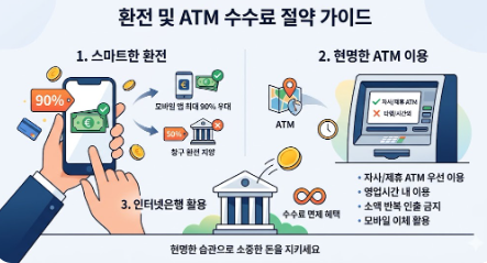 환전 및 ATM 수수료 절약 가이드 인포그래픽