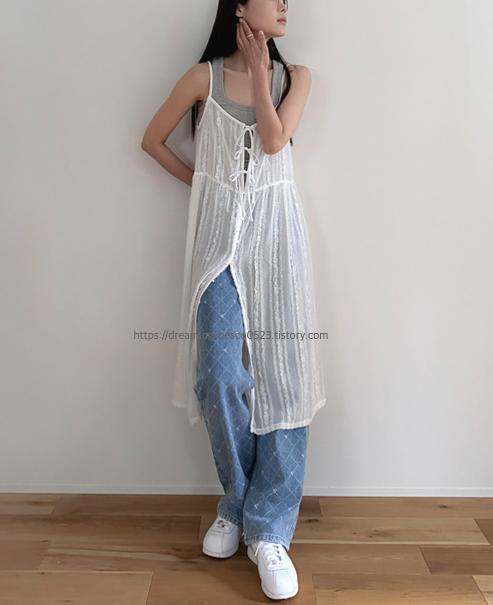 언니네 산지직송 안은진 레이스 원피스, Margarin fingers LACE CHIFFON ONE PIECE
