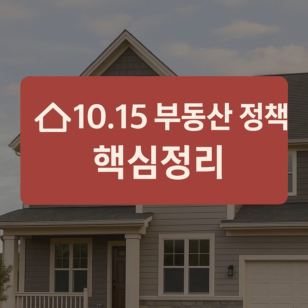 10.15 부동산 정책 완벽 정리 — 2025년 주택시장 안정화 대책 핵심 요약