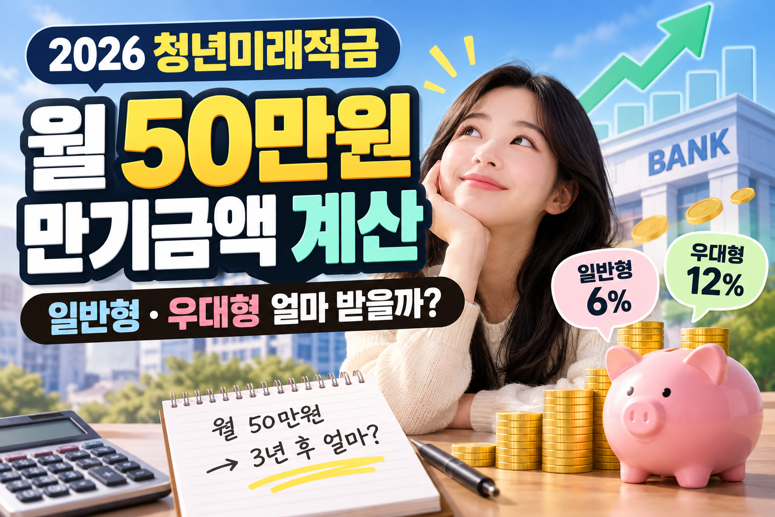 2026 청년미래적금 월 50만원 만기금액 계산|일반형·우대형 얼마 받을까?