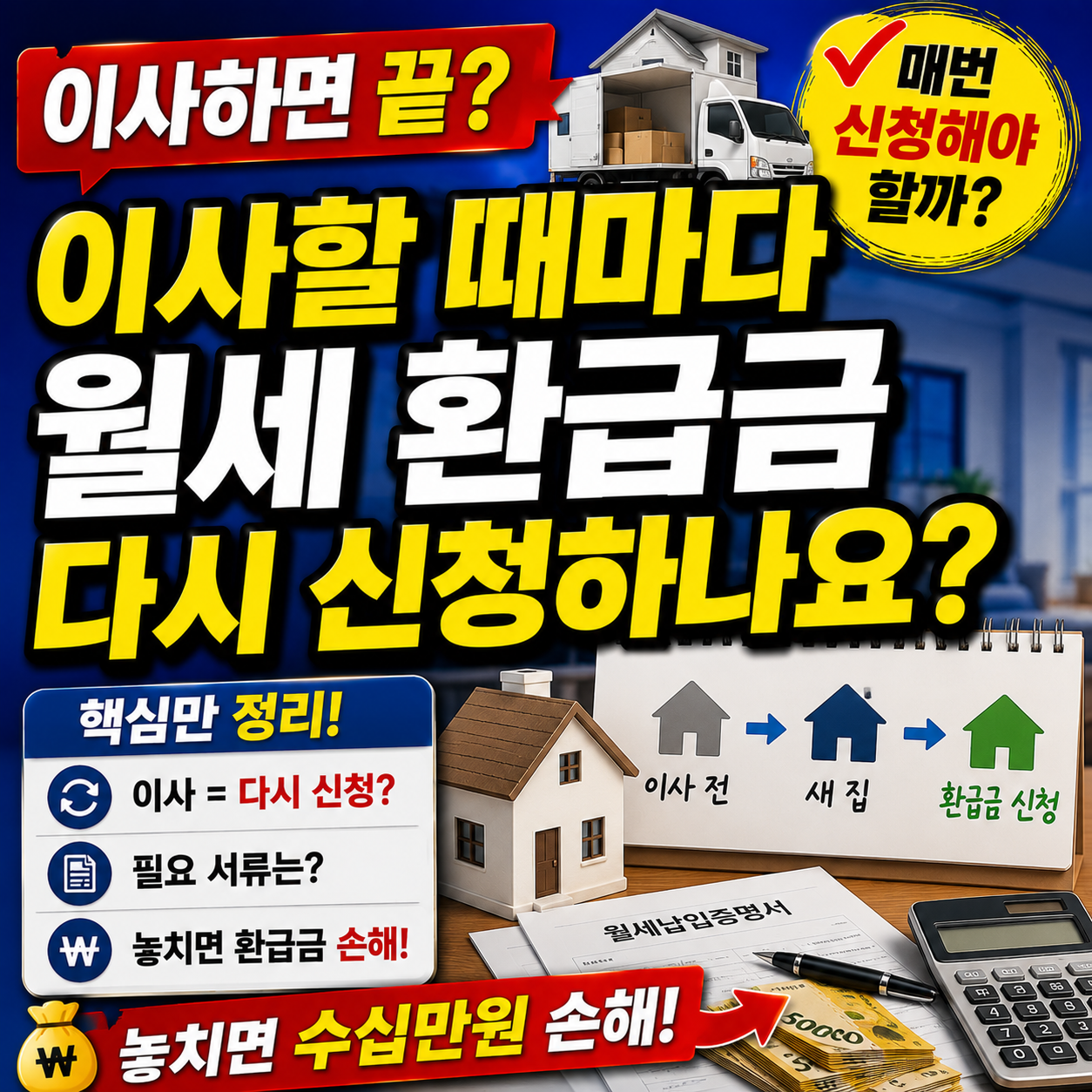 이사할 때마다 월세 환급금 다시 신청하나요