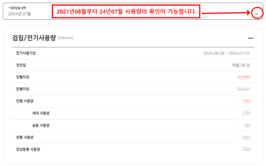 현장의 전기사용량확인