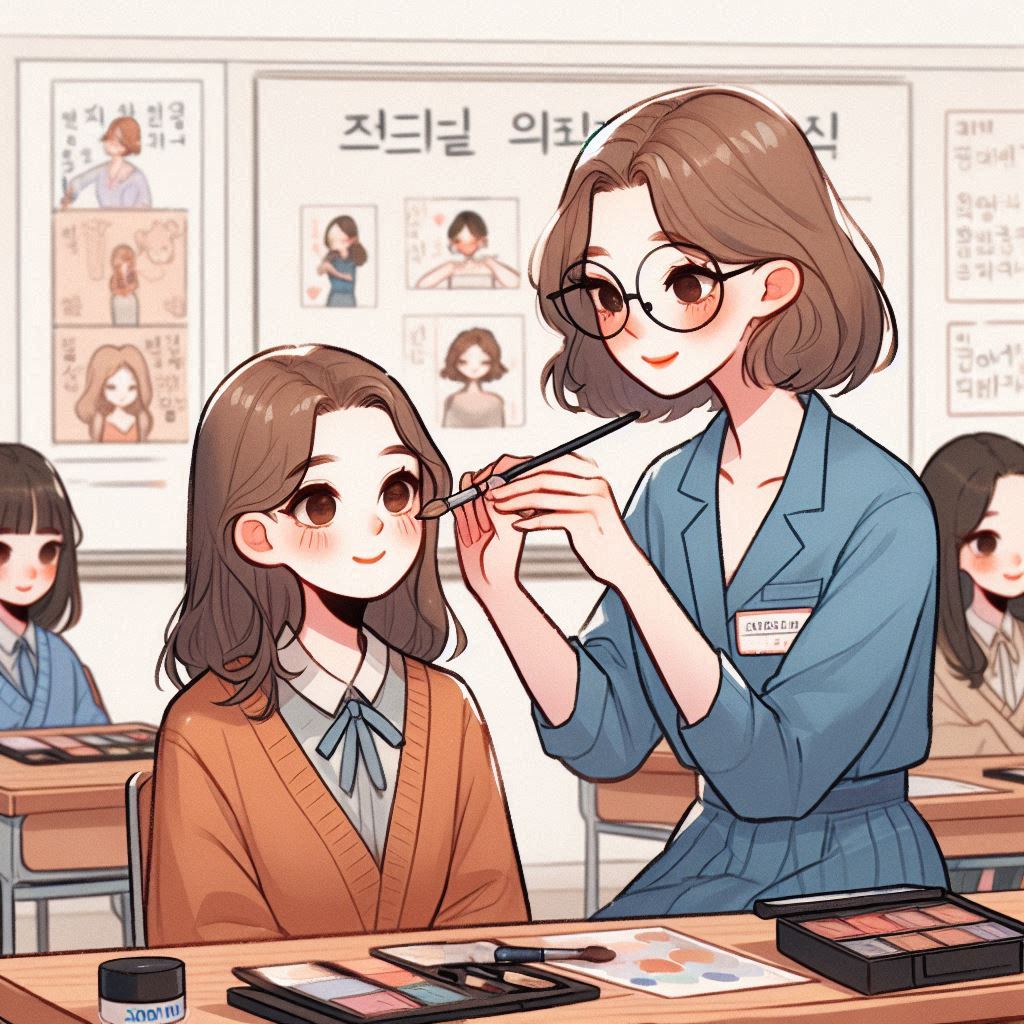 페이스페인팅 강사와 수강생