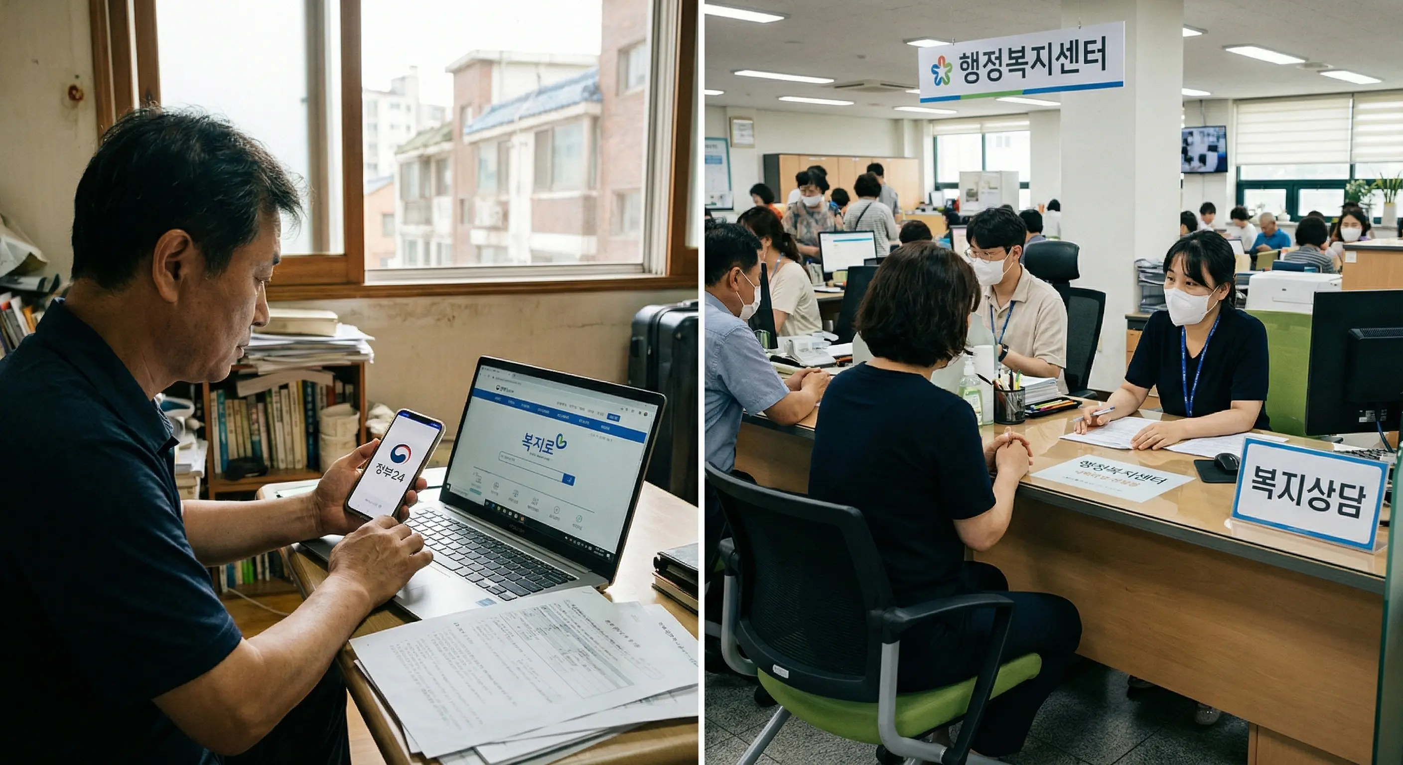 정부지원금 지원 관련 상담하고 있는 이미지