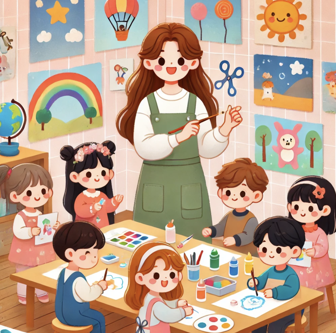 방과후 아이들을 지도하는 모습의 사진