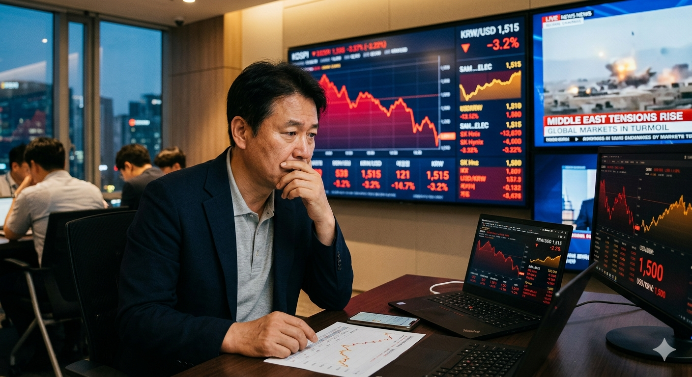 현대적인 홈 오피스에서 남성 투자자가 여러 모니터를 통해 주식 시장의 차트를 분석하고 있다. 메인 모니터에는 주가가 일정 범위 내에서 등락을 반복하는 '박스권(횡보장)' 패턴이 명확하게 표시되어 있으며, 투자자는 이 범위를 기반으로 매매 전략을 구상하는 전문적인 모습을 보여준다.