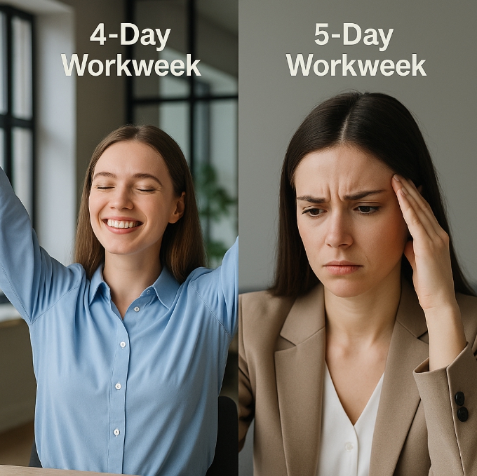 주5일 근무 vs 주4일 루틴 변화 관련 이미지