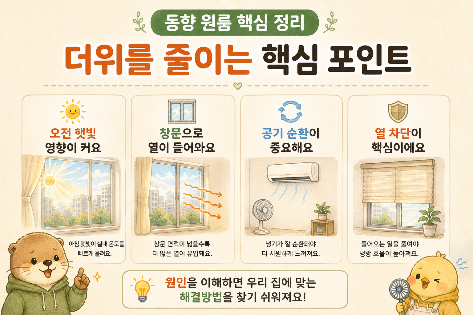 동향 원룸 더위 해결 핵심 정리 인포그래픽