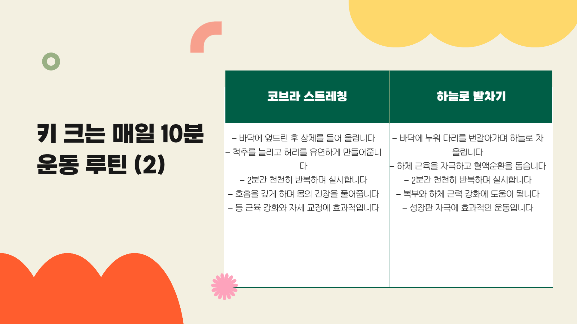 키 크는 데 효과적인 운동