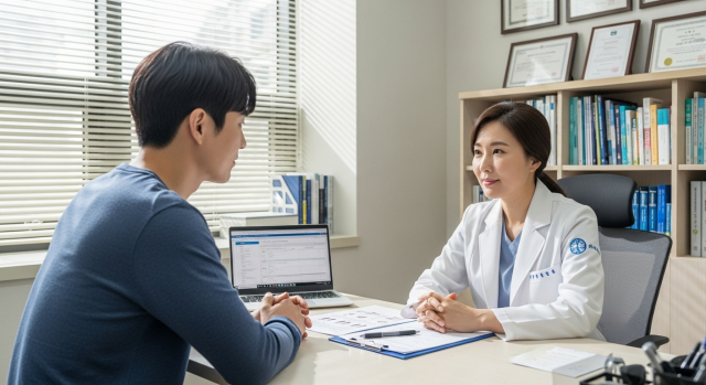 의사와 상담 중인 당뇨 환자