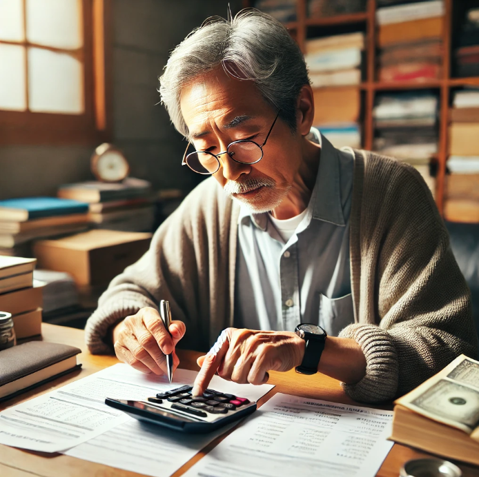 연금 혜택을 계산하는 노인