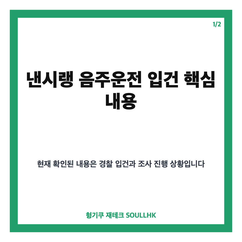 낸시랭 음주운전 입건, 면허취소 수준 혐의와 조사 상황 정리 카드뉴스 1