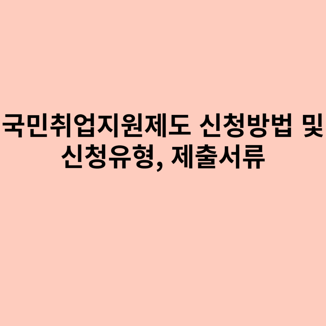 국민취업지원제도 신청방법 및 신청유형, 제출서류에 관한 포스터입니다.