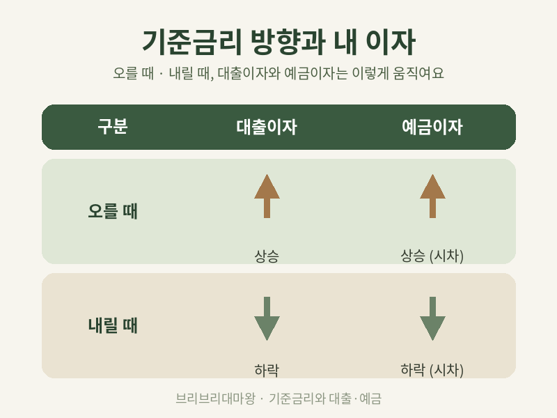 한은이 금리 올린다는데, 내 적금&middot;대출은 어떻게 되나요? 기준금리와 대출&middot;예금 금리 관계