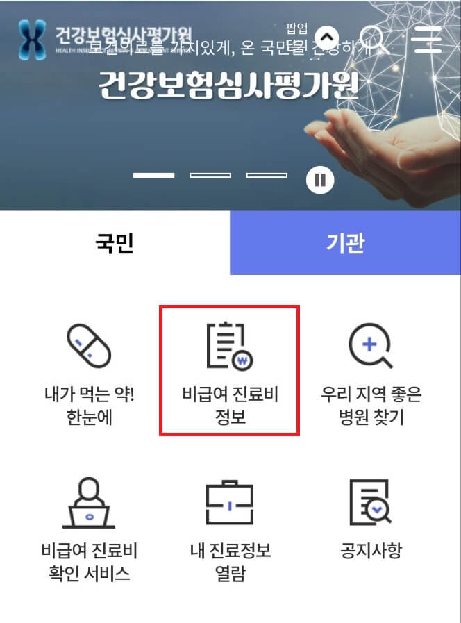 비급여 진료비 확인 1