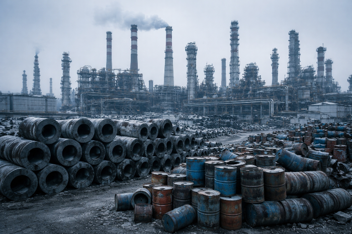 중국발 공급 과잉과 수요 부진으로 장기 불황에 빠진 국내 석유화학 및 철강 단지.