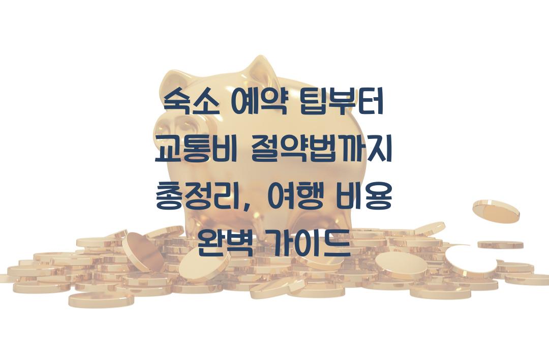 숙소 예약 팁부터 교통비 절약법까지 총정리