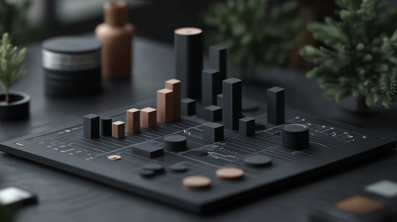 다양한 ETF 사이의 리스크 분포를 선명한 색상과 세부적인 그래프로 시각화하여 도시 핀테크 허브에서 전시, 금융 계획에서 위험 이해 중요성을 강조합니다.