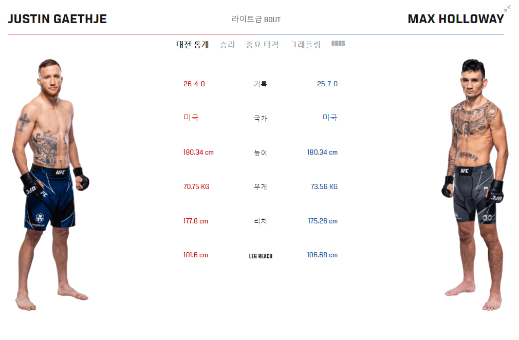 UFC 300 게이치 vs 할로웨이