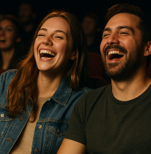 영화를보며 크게웃는 사람들 모습