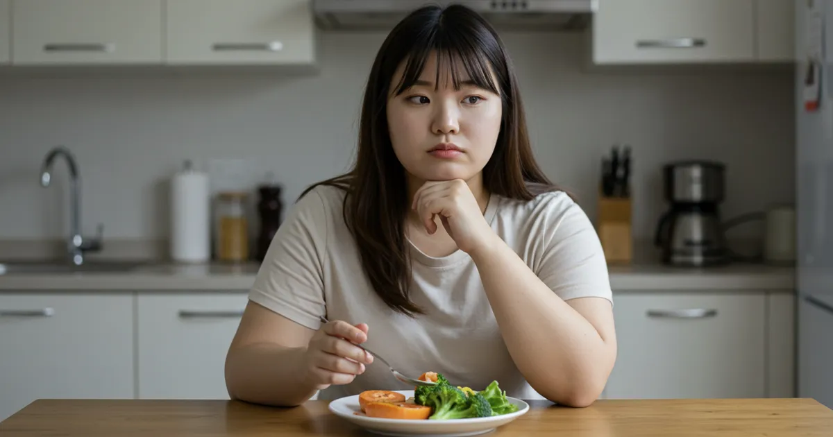 다이어트 식단을 하고있는 여성 이미지