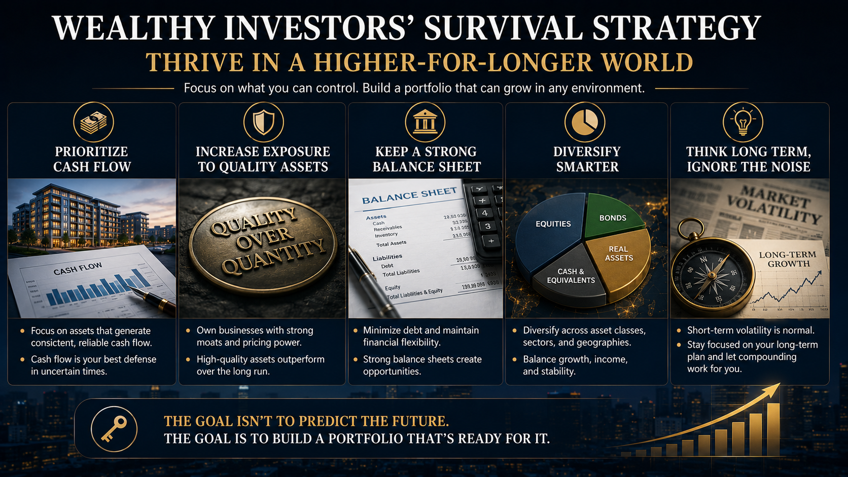 Wealthy investors' strategy for surviving a higher-for-longer interest rate environment through cash flow and quality assets