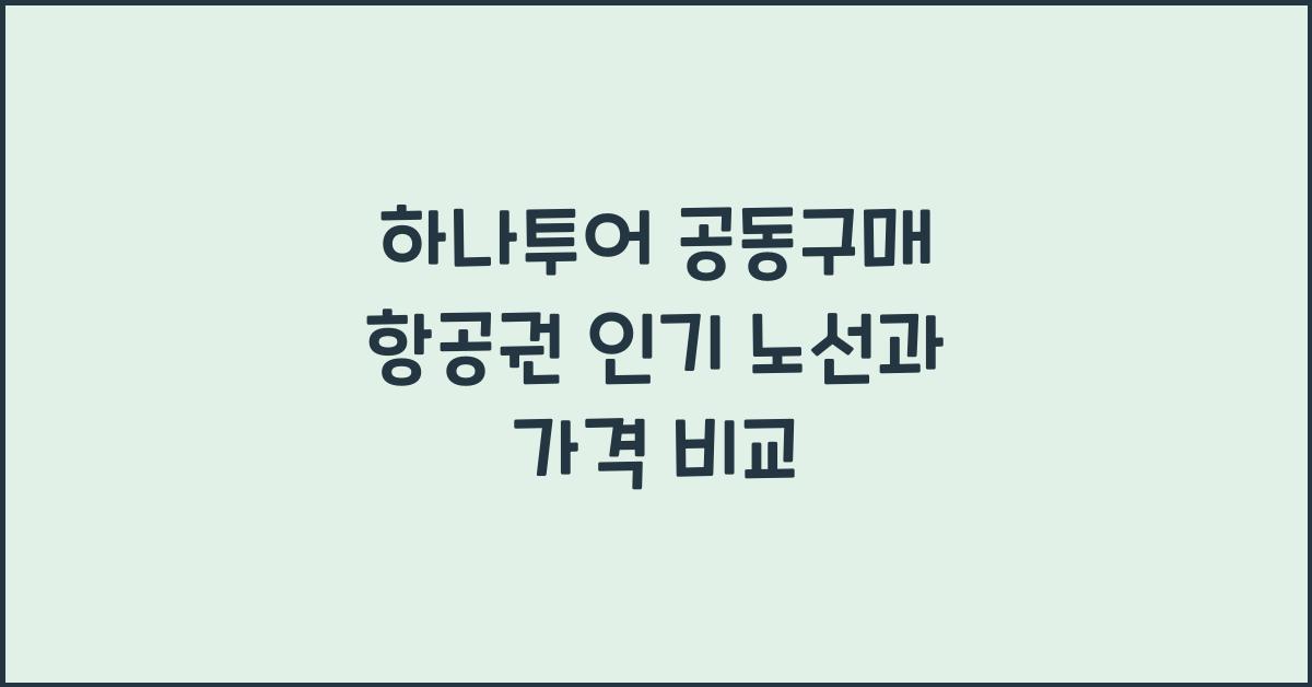 하나투어 공동구매 항공권