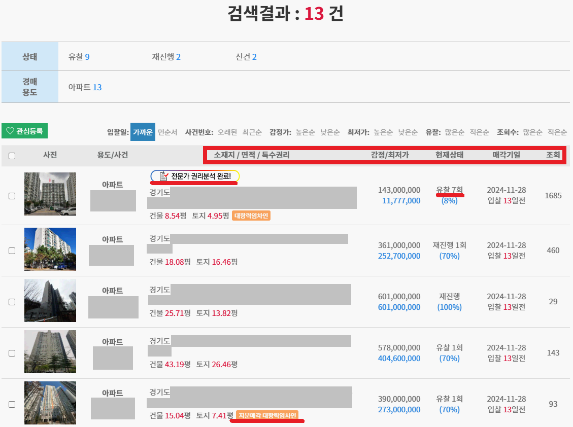 마이옥션에서 경매 물건 조회하는 방법