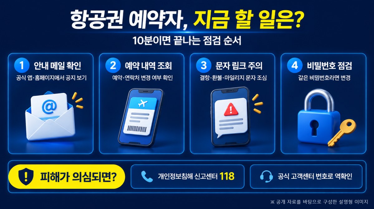 항공권 예약자 점검 순서 인포그래픽 (AI 생성 이미지)