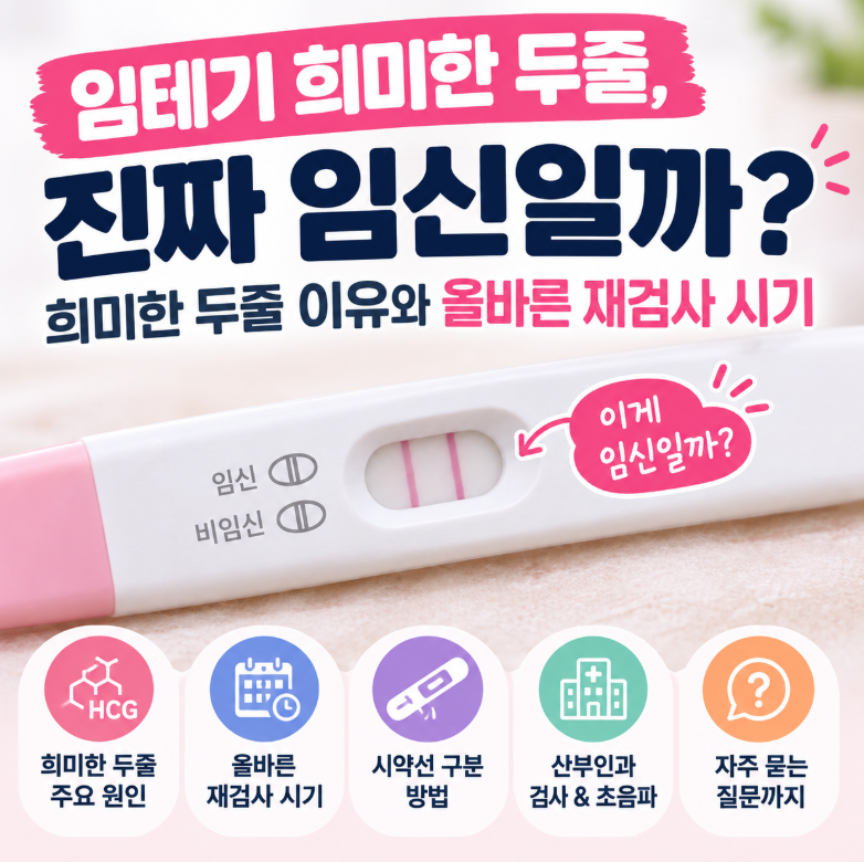 임테기 희미한 두줄, 진짜 임신일까? 희미한 두줄 이유와 올바른 재검사 시기
