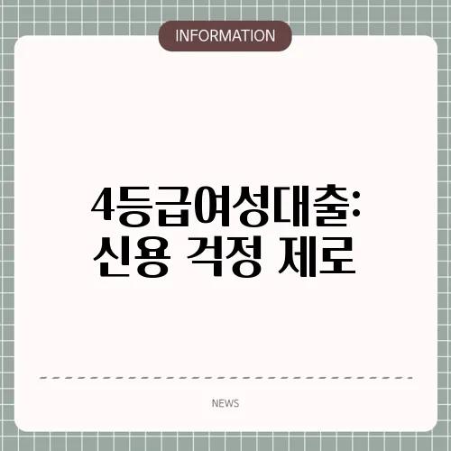 4등급여성대출: 신용 걱정 제로