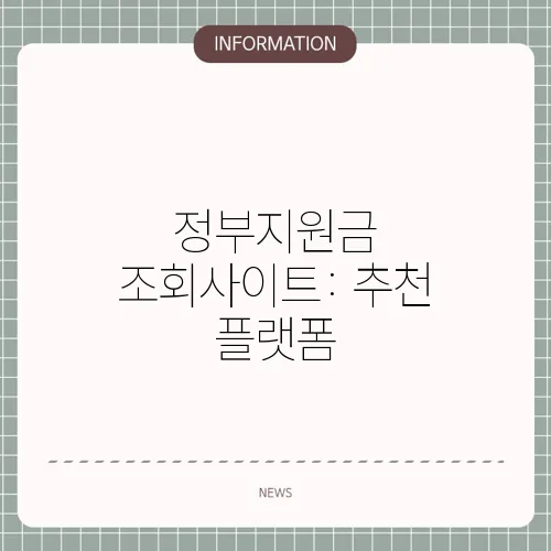 정부지원금 조회사이트: 추천 플랫폼