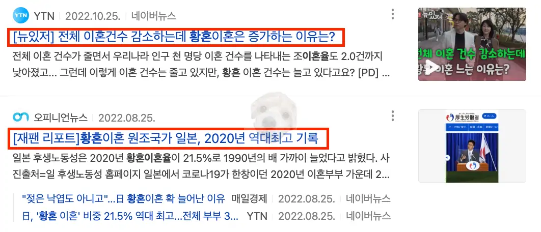 황혼이혼 관련 뉴스 기사