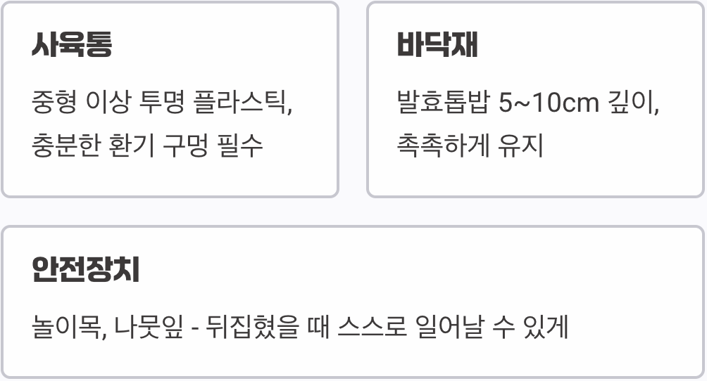 전사를 위한 궁전, 사육 환경 꾸미기