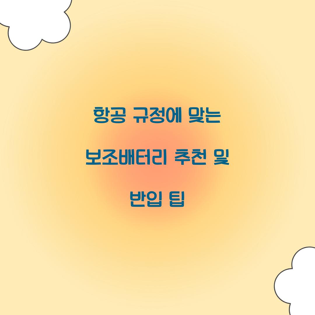 항공 규정에 맞는 보조배터리 추천