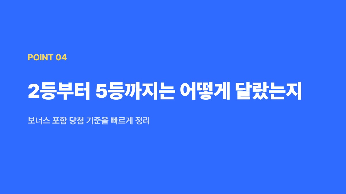 2등부터 5등까지는 어떻게 달랐는지 — 보너스 포함 당첨 기준을 빠르게 정리