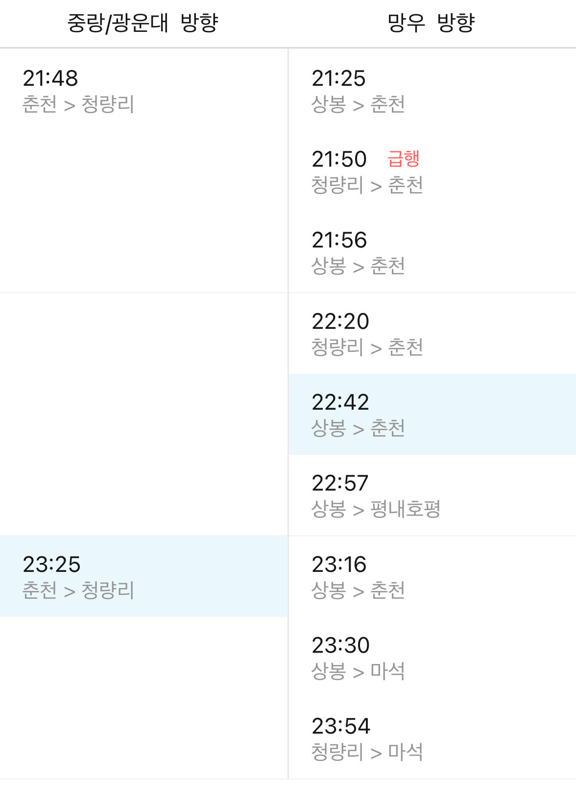 상봉역-경춘선-평일-시간표-5