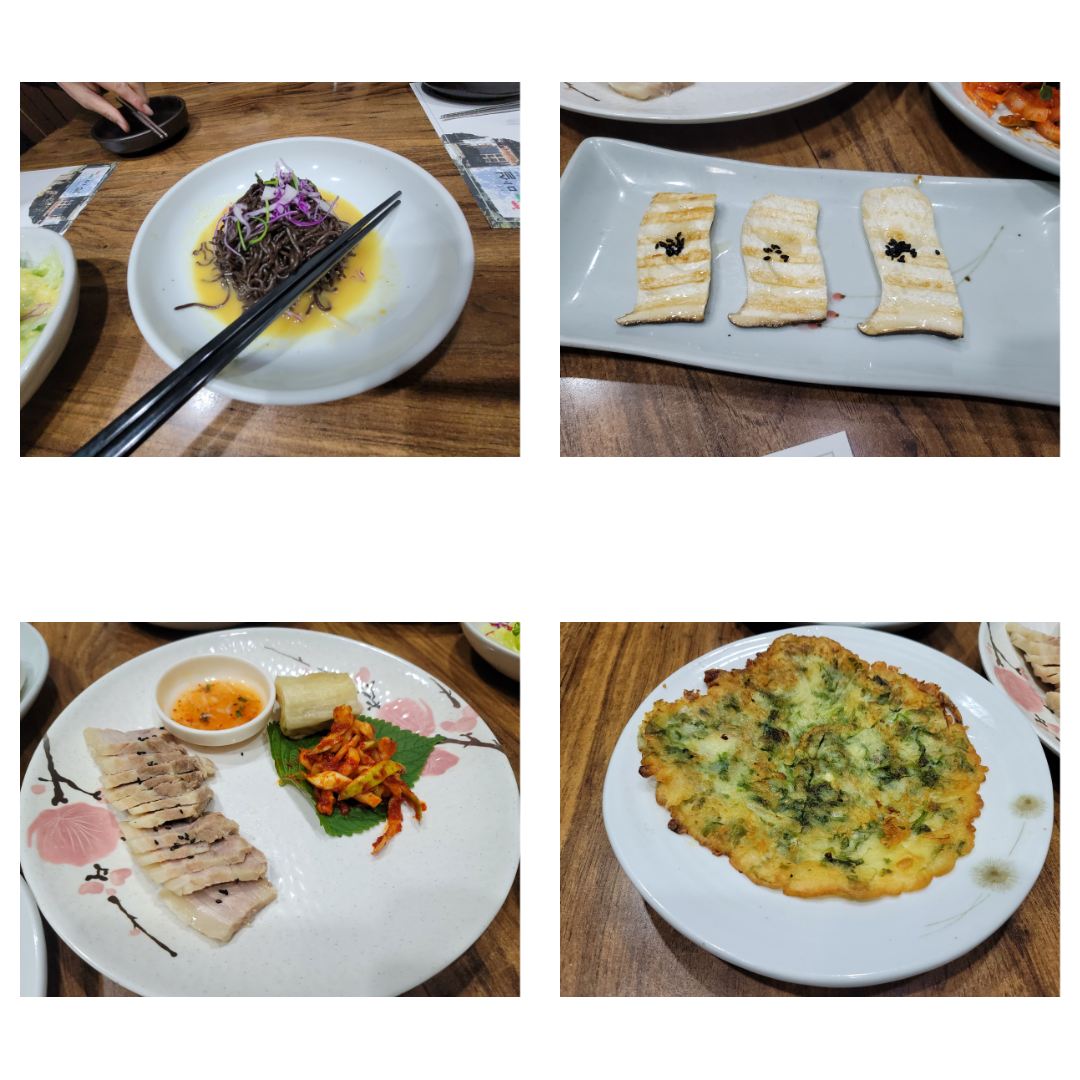 해초곤약국수, 새송이버섯구이, 약선 보쌈, 계절전