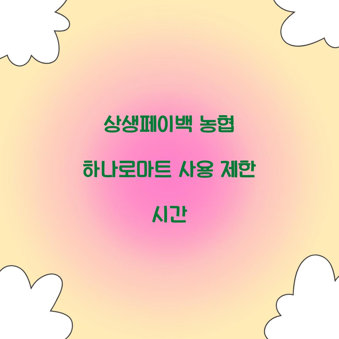 상생페이백 농협 하나로마트 사용 제한 시간