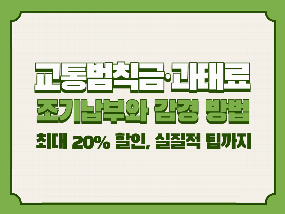 교통범칙금·과태료 조기납부와 감경 방법 – 최대 20% 할인, 실질적 팁까지