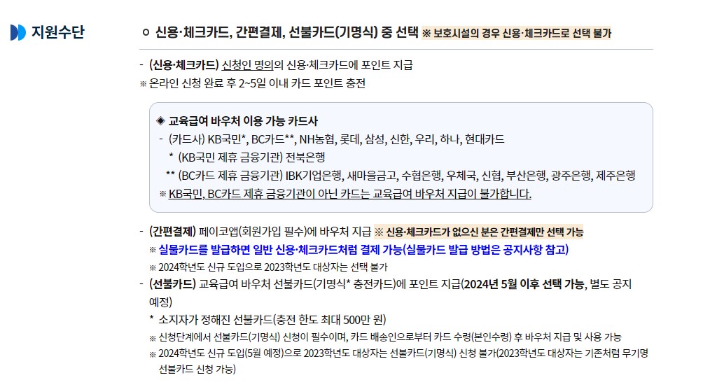 교육급여 바우처 신청방법 지원대상 사용처