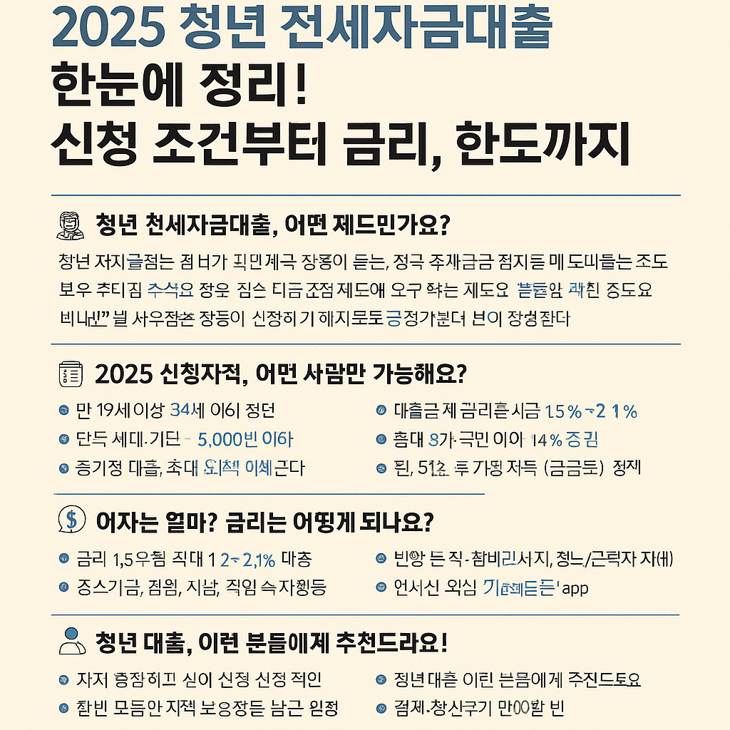 2025 청년 전세자금대출 한눈에 정리! 신청 조건부터 금리, 한도까지